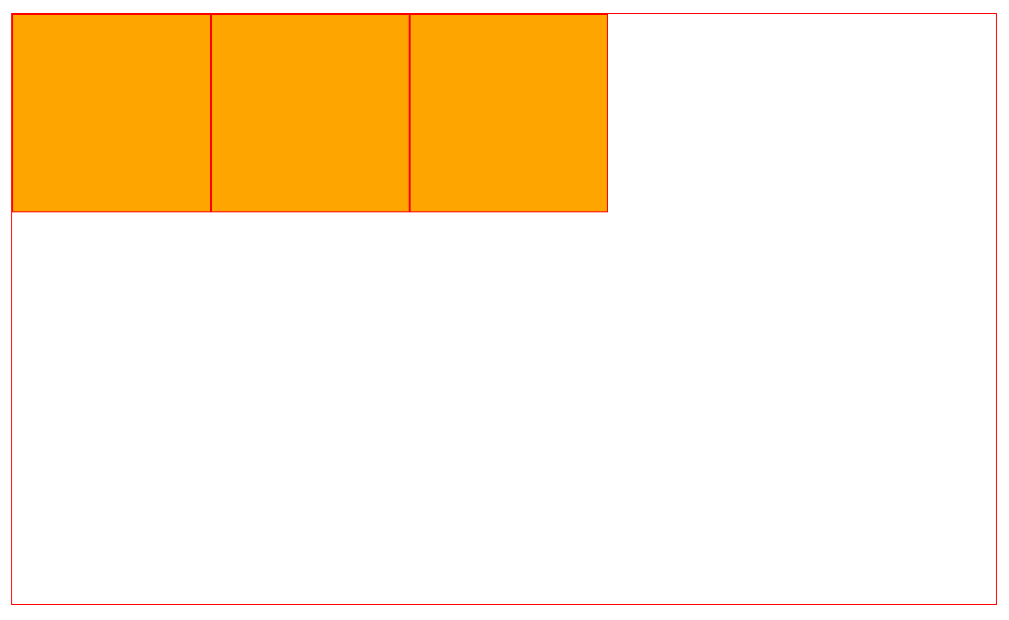 Three orange boxes adjacent to each other in a row.