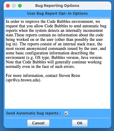 bug dialog